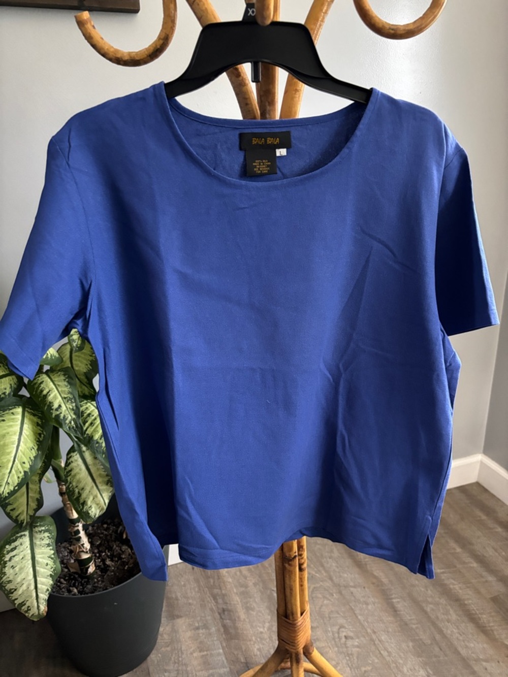 Bala Royal Blue silk Short Sleeve Boxy Top